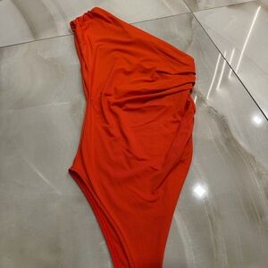One-Shoulder Orange Bodysuit